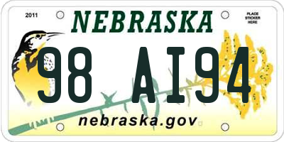 NE license plate 98AI94