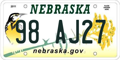 NE license plate 98AJ27