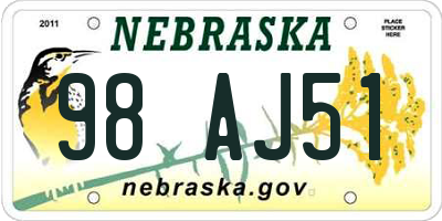NE license plate 98AJ51
