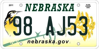 NE license plate 98AJ53