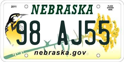 NE license plate 98AJ55