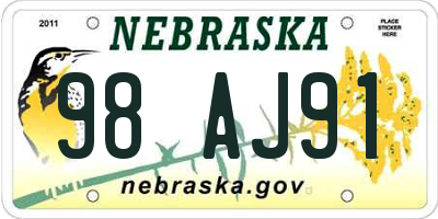 NE license plate 98AJ91
