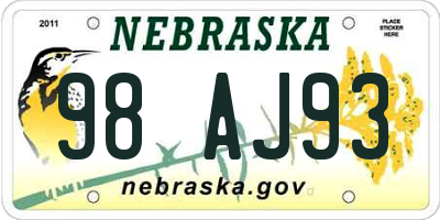NE license plate 98AJ93