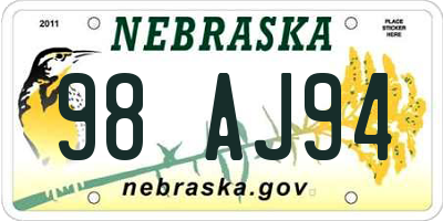 NE license plate 98AJ94