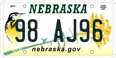 NE license plate 98AJ96