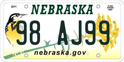 NE license plate 98AJ99