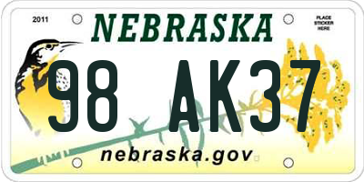 NE license plate 98AK37