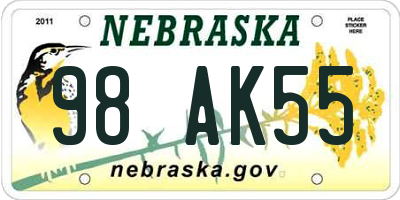 NE license plate 98AK55