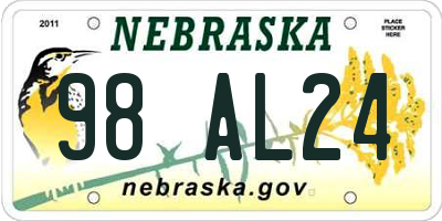 NE license plate 98AL24