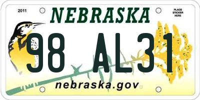 NE license plate 98AL31