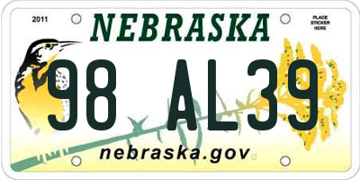 NE license plate 98AL39