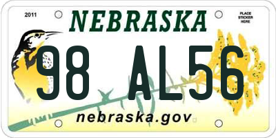 NE license plate 98AL56