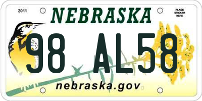 NE license plate 98AL58