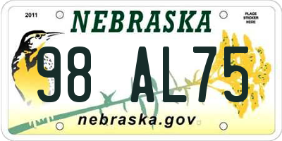 NE license plate 98AL75