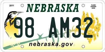 NE license plate 98AM32