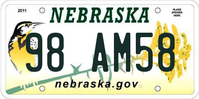 NE license plate 98AM58
