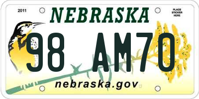 NE license plate 98AM70