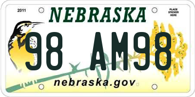 NE license plate 98AM98