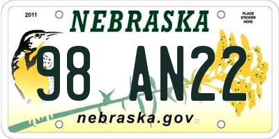 NE license plate 98AN22