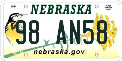 NE license plate 98AN58