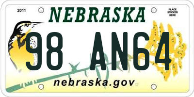 NE license plate 98AN64