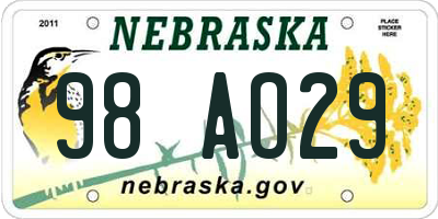 NE license plate 98AO29