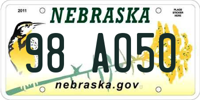 NE license plate 98AO50
