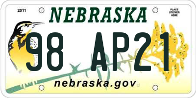 NE license plate 98AP21