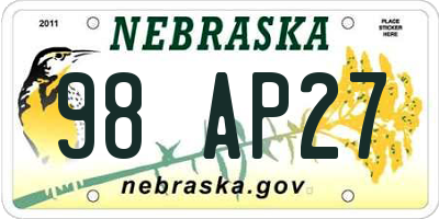 NE license plate 98AP27