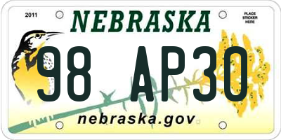 NE license plate 98AP30