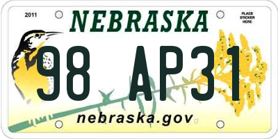 NE license plate 98AP31