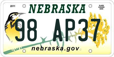 NE license plate 98AP37