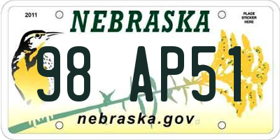 NE license plate 98AP51