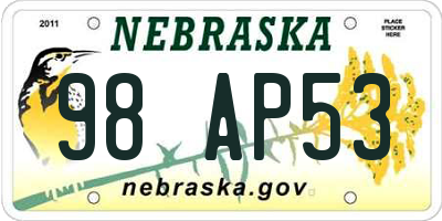 NE license plate 98AP53