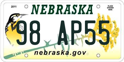 NE license plate 98AP55