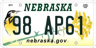 NE license plate 98AP61