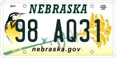 NE license plate 98AQ31