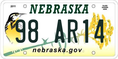 NE license plate 98AR14