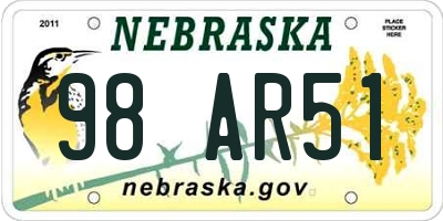 NE license plate 98AR51