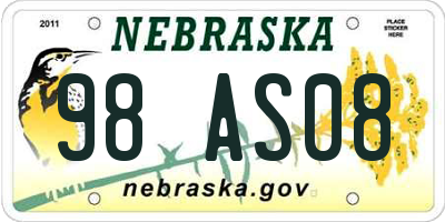 NE license plate 98AS08