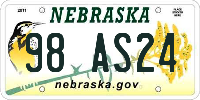 NE license plate 98AS24