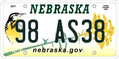 NE license plate 98AS38