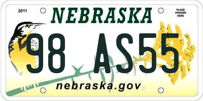 NE license plate 98AS55