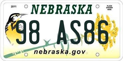 NE license plate 98AS86