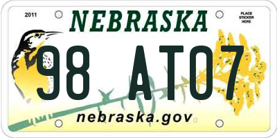 NE license plate 98AT07