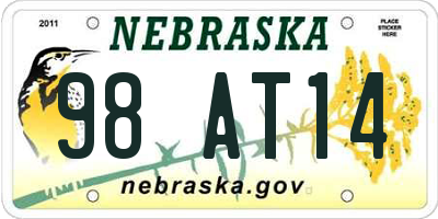 NE license plate 98AT14