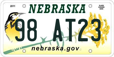 NE license plate 98AT23