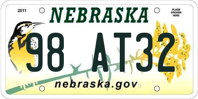 NE license plate 98AT32