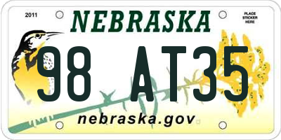 NE license plate 98AT35