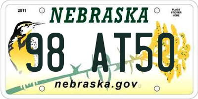 NE license plate 98AT50